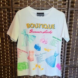 Moschino Boutique White Tee with Colorful Fashion Print